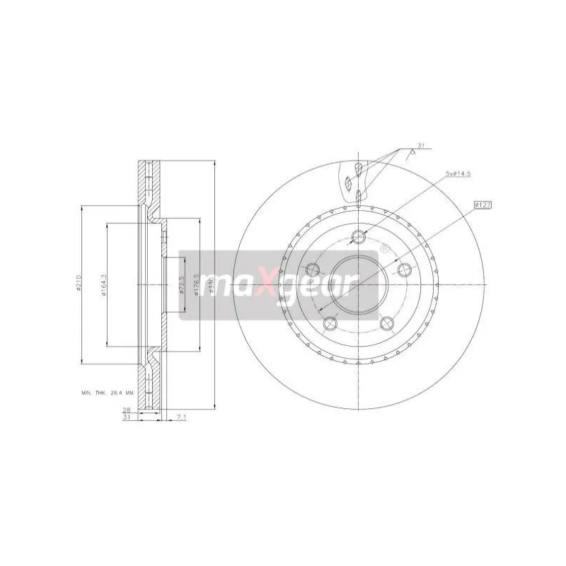 Jeu de 2 disques de frein avant MAXGEAR 19-3226