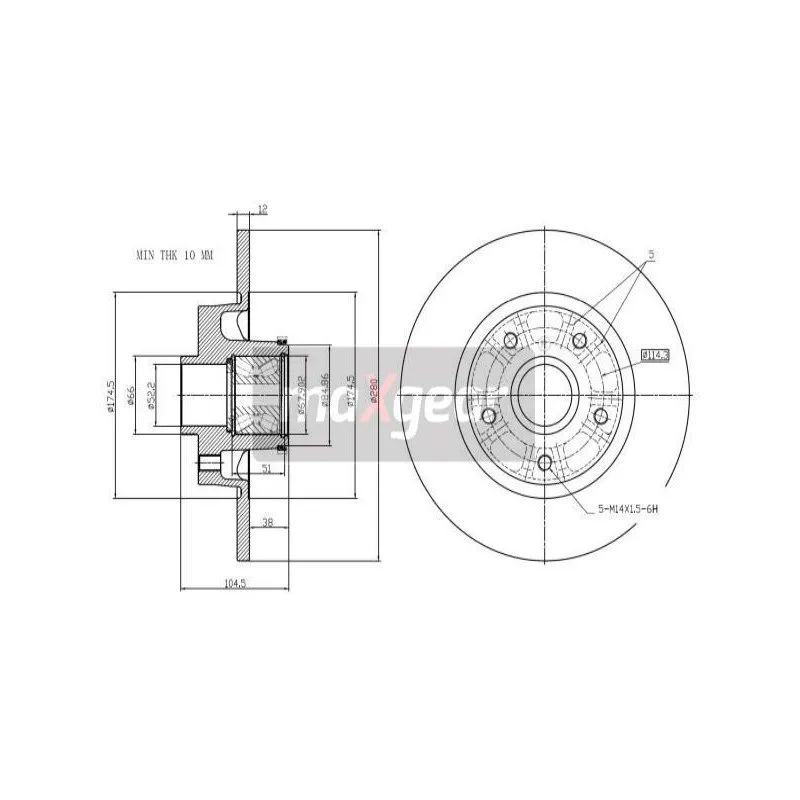 Jeu de 2 disques de frein arrière MAXGEAR 19-3230