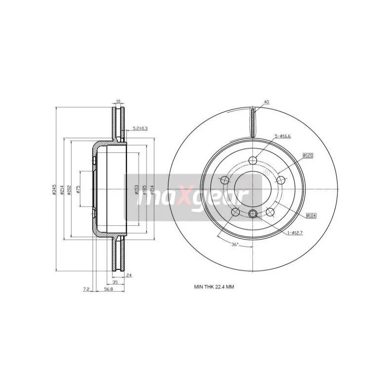 Jeu de 2 disques de frein arrière MAXGEAR 19-3235