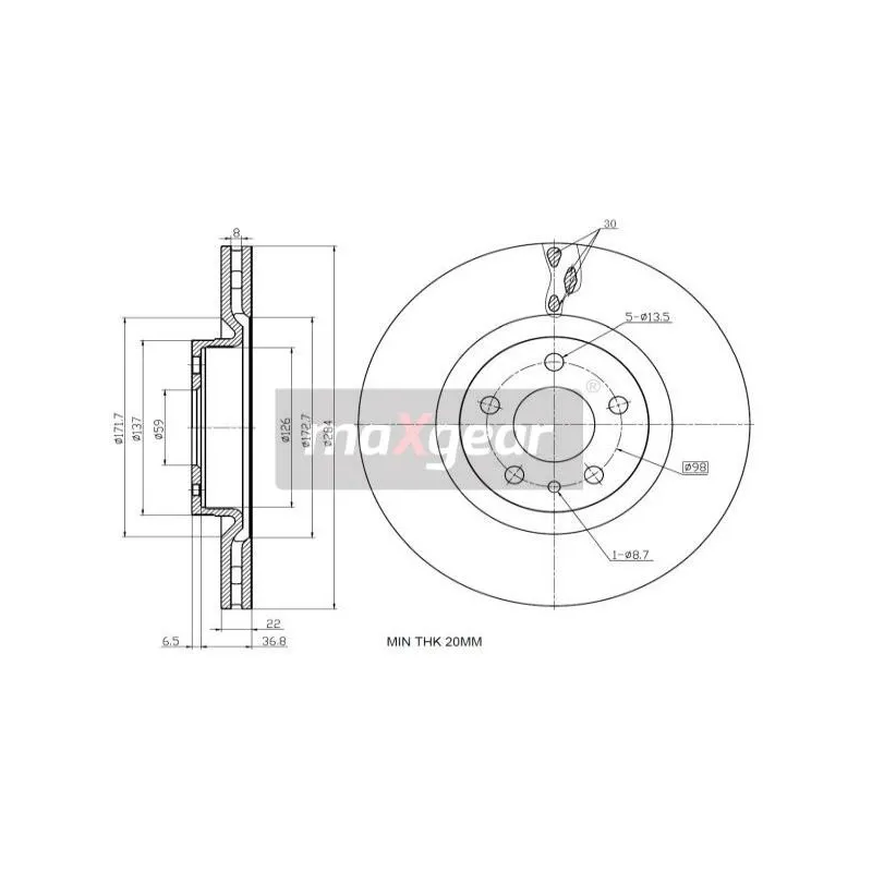 Jeu de 2 disques de frein avant MAXGEAR 19-3236