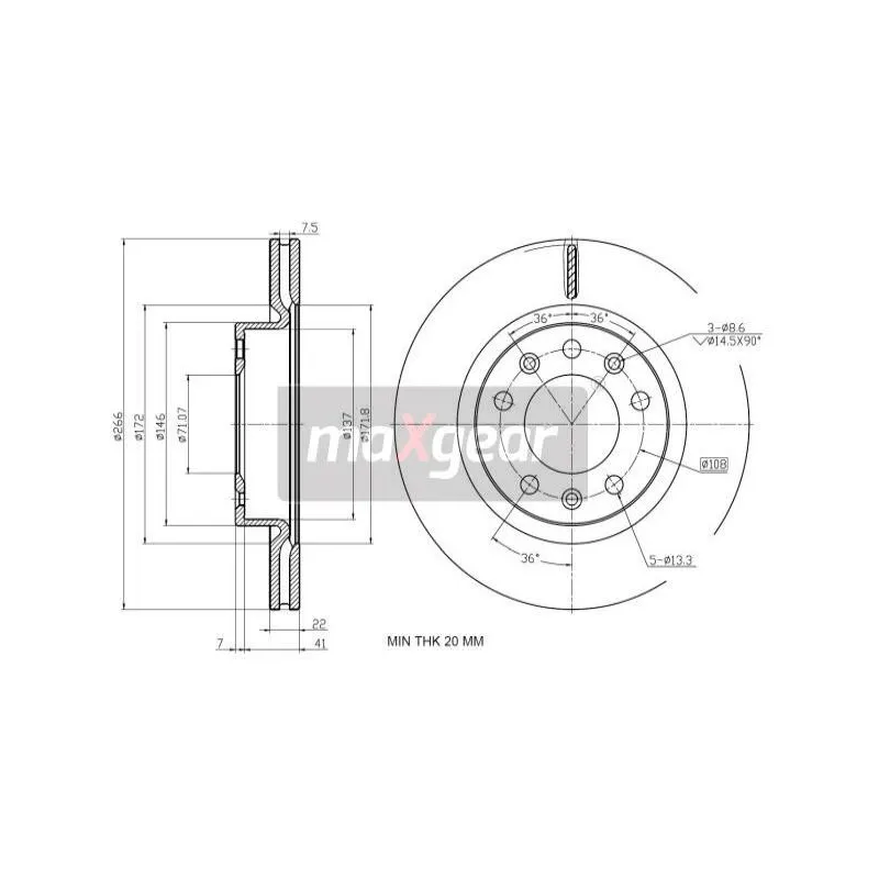 Jeu de 2 disques de frein avant MAXGEAR 19-3237