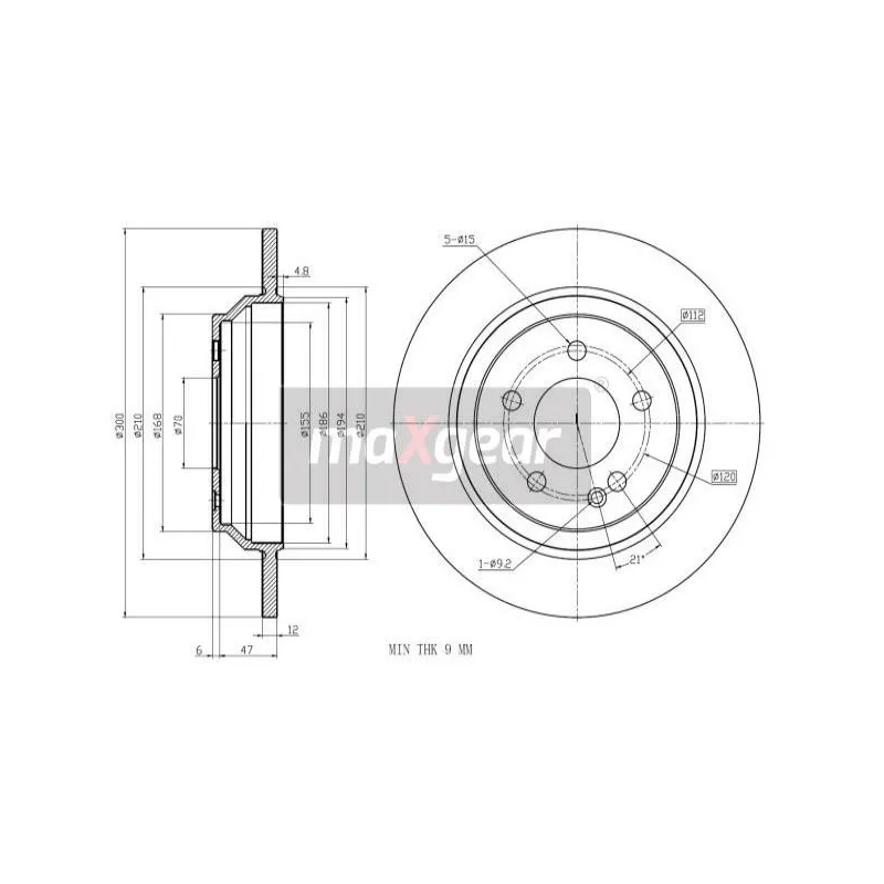 Jeu de 2 disques de frein arrière MAXGEAR 19-3240