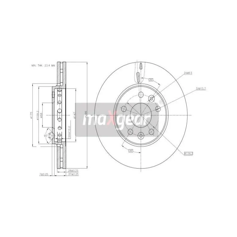 Jeu de 2 disques de frein avant MAXGEAR 19-3241