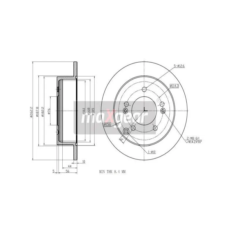 Jeu de 2 disques de frein arrière MAXGEAR 19-3243