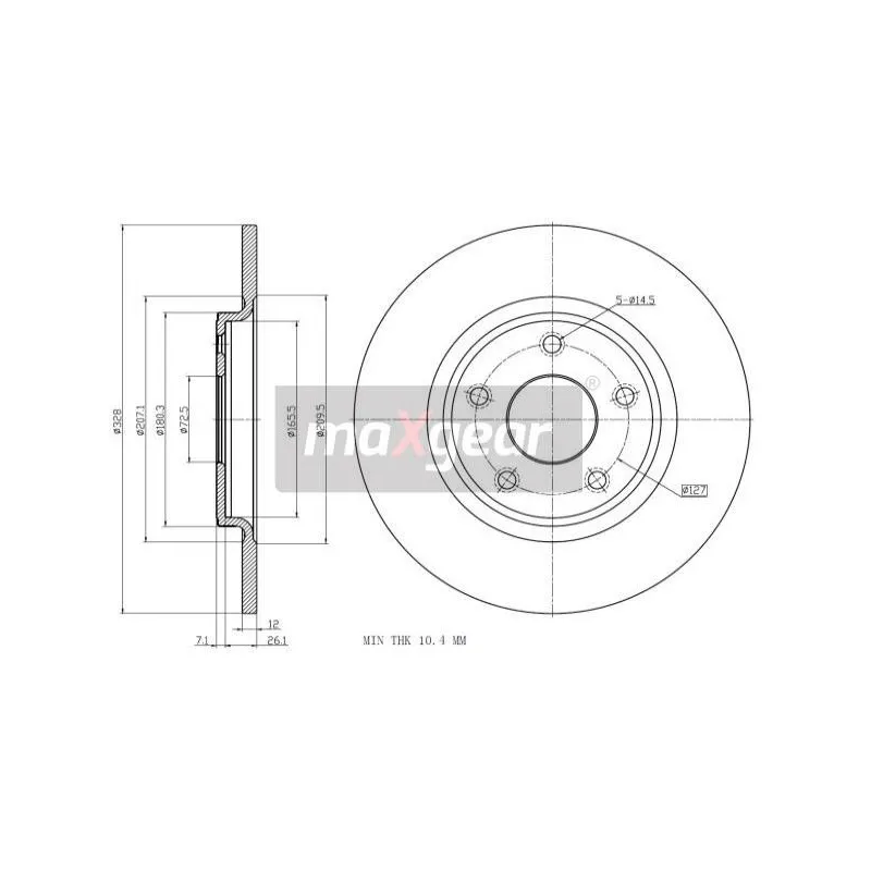 Jeu de 2 disques de frein arrière MAXGEAR 19-3244