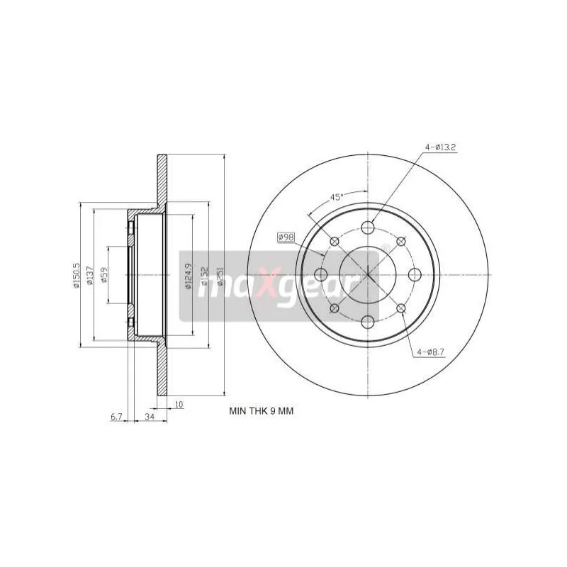 Jeu de 2 disques de frein arrière MAXGEAR 19-3338