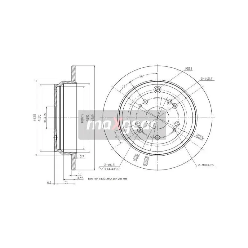Jeu de 2 disques de frein arrière MAXGEAR 19-3339