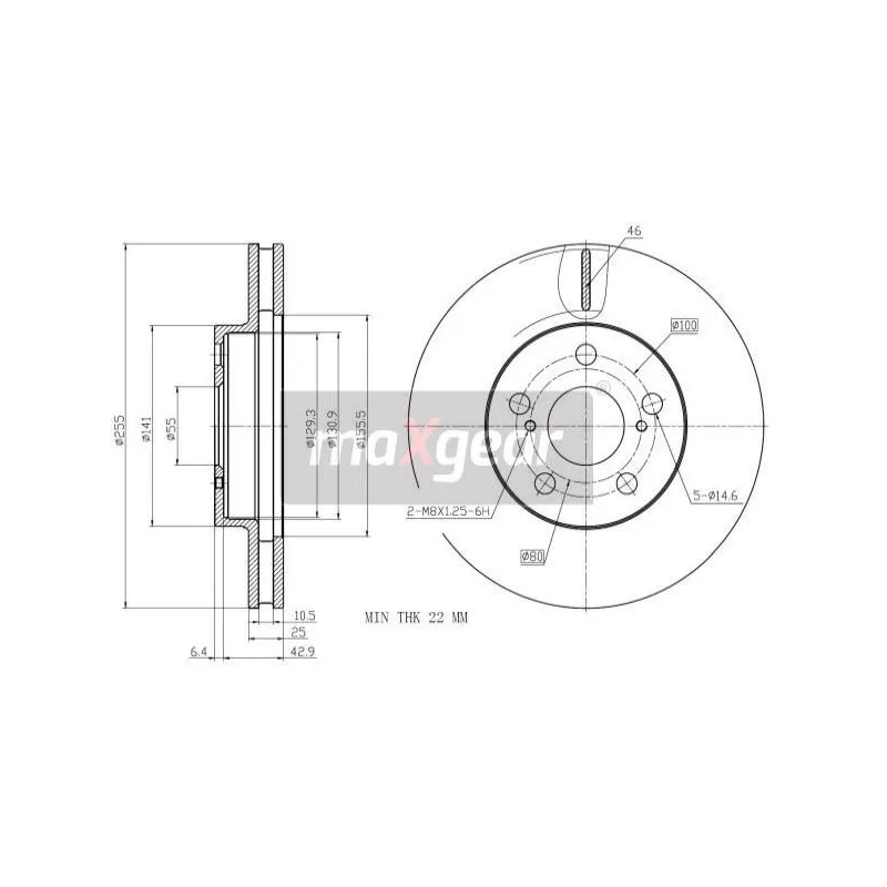 Jeu de 2 disques de frein avant MAXGEAR 19-3340