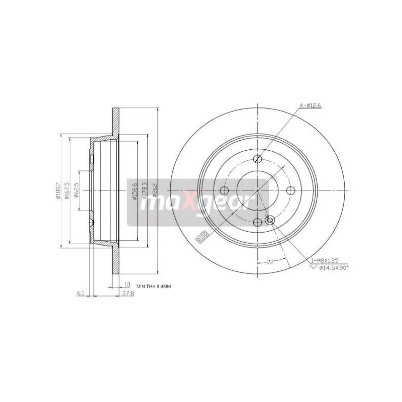 Jeu de 2 disques de frein arrière MAXGEAR 19-3342