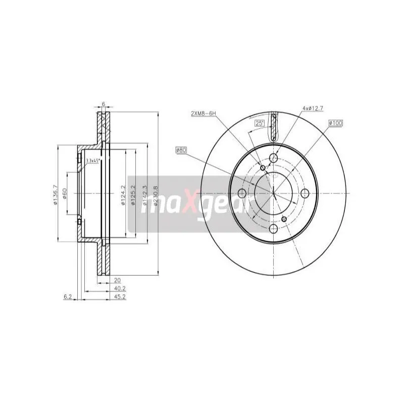 Jeu de 2 disques de frein avant MAXGEAR 19-3346