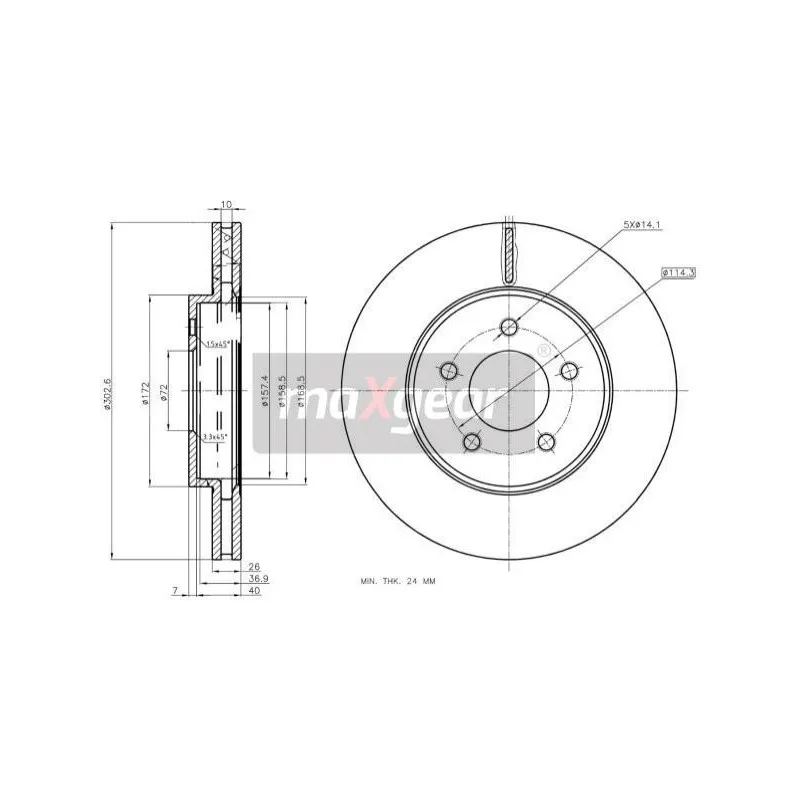 Jeu de 2 disques de frein arrière MAXGEAR 19-3352