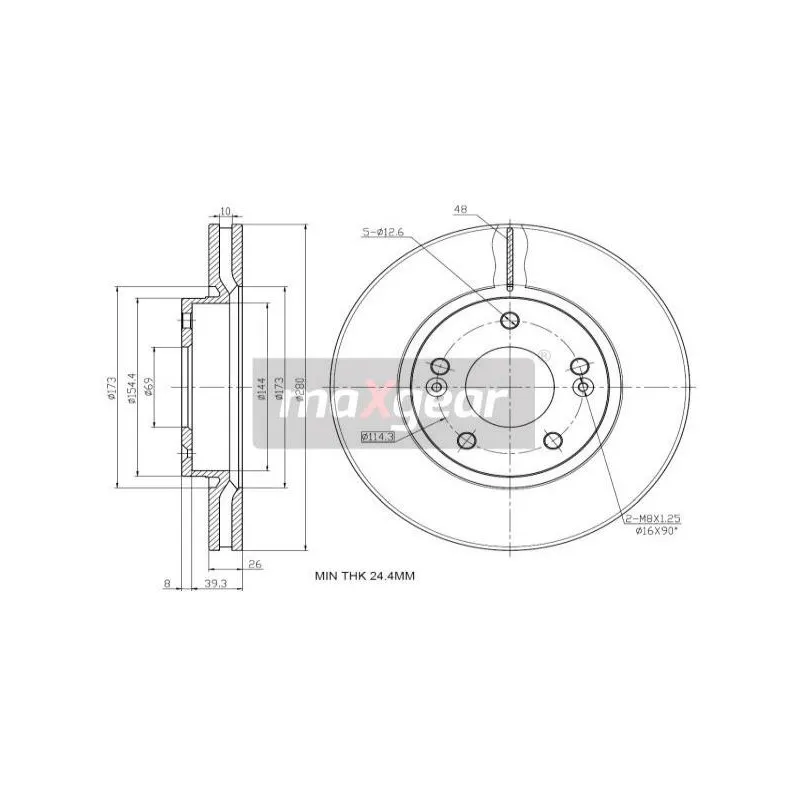 Jeu de 2 disques de frein avant MAXGEAR 19-3354