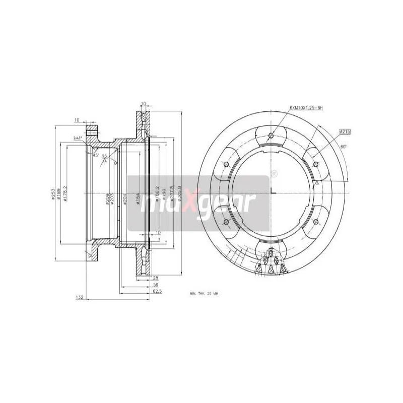 Jeu de 2 disques de frein arrière MAXGEAR 19-3356