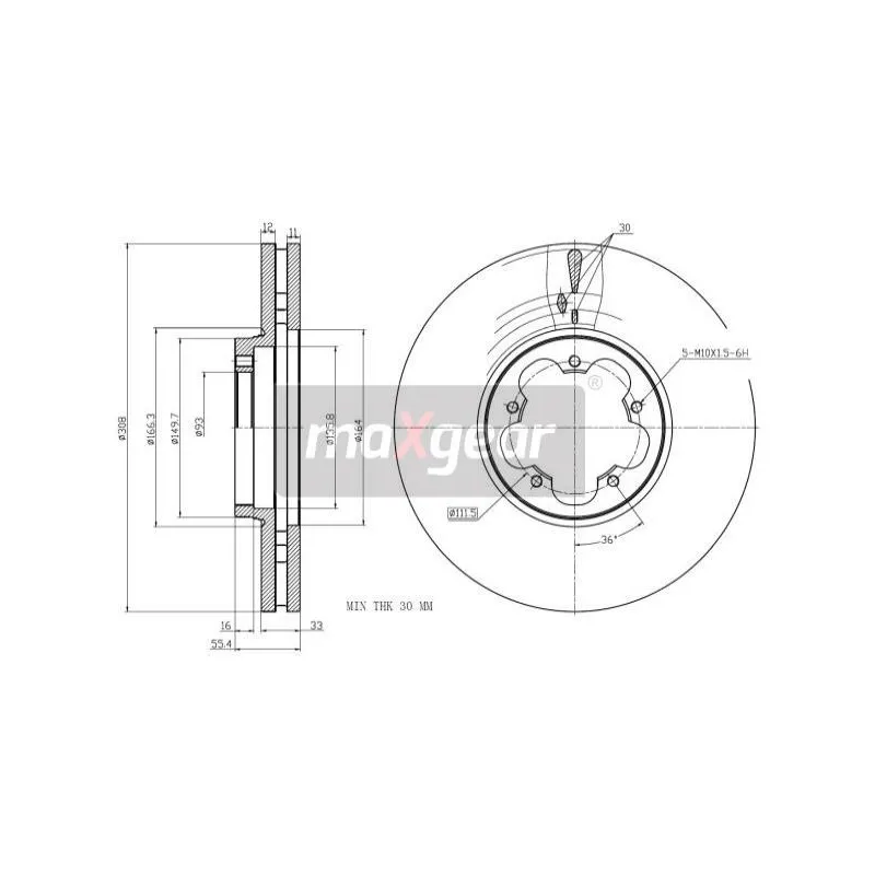 Jeu de 2 disques de frein arrière MAXGEAR 19-3358