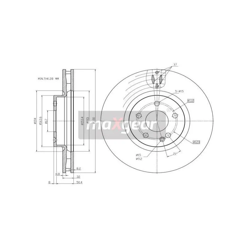 Jeu de 2 disques de frein avant MAXGEAR 19-3359