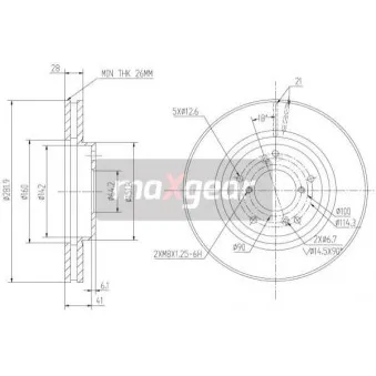 Jeu de 2 disques de frein avant MAXGEAR 19-3361