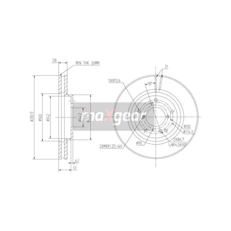 Jeu de 2 disques de frein avant MAXGEAR 19-3361