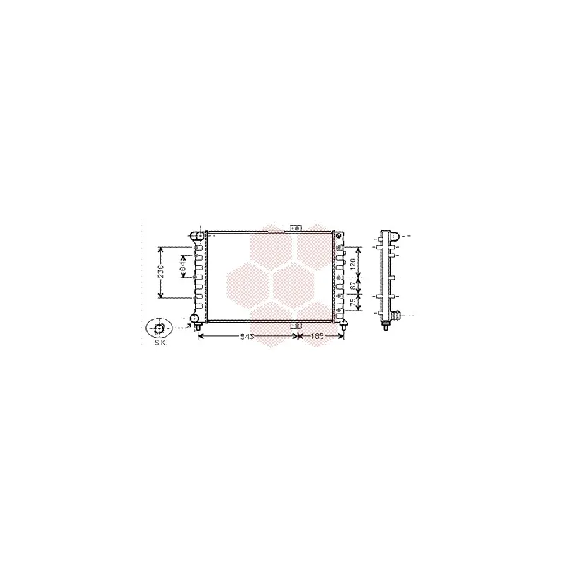 Radiateur, refroidissement du moteur VAN WEZEL 01002075