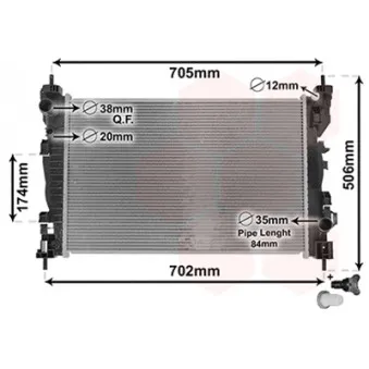 Radiateur, refroidissement du moteur VAN WEZEL 01002120
