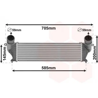 Intercooler, échangeur VAN WEZEL 01014700