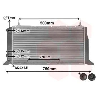 Radiateur, refroidissement du moteur VAN WEZEL 03002026