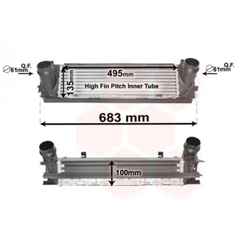 Intercooler, échangeur VAN WEZEL 06004467