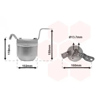 Filtre déshydratant, climatisation VAN WEZEL 0600D224