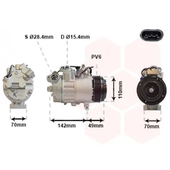 Compresseur, climatisation VAN WEZEL 0600K387