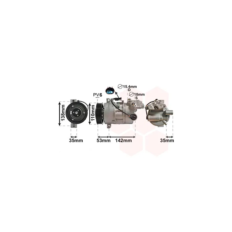 Compresseur, climatisation VAN WEZEL 0600K393