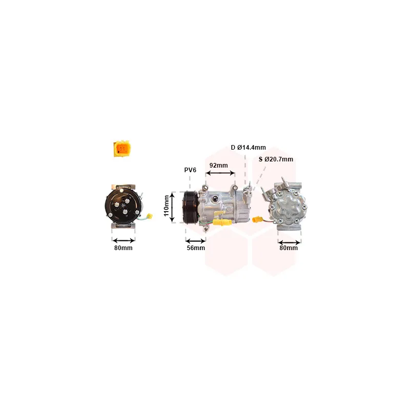 Compresseur, climatisation VAN WEZEL 0600K416