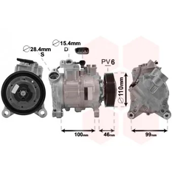 Compresseur, climatisation VAN WEZEL 0600K489