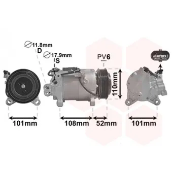 Compresseur, climatisation VAN WEZEL 0600K567