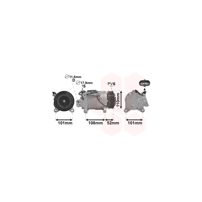 Compresseur, climatisation VAN WEZEL 0600K567