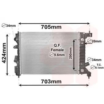 Radiateur, refroidissement du moteur VAN WEZEL 08002043