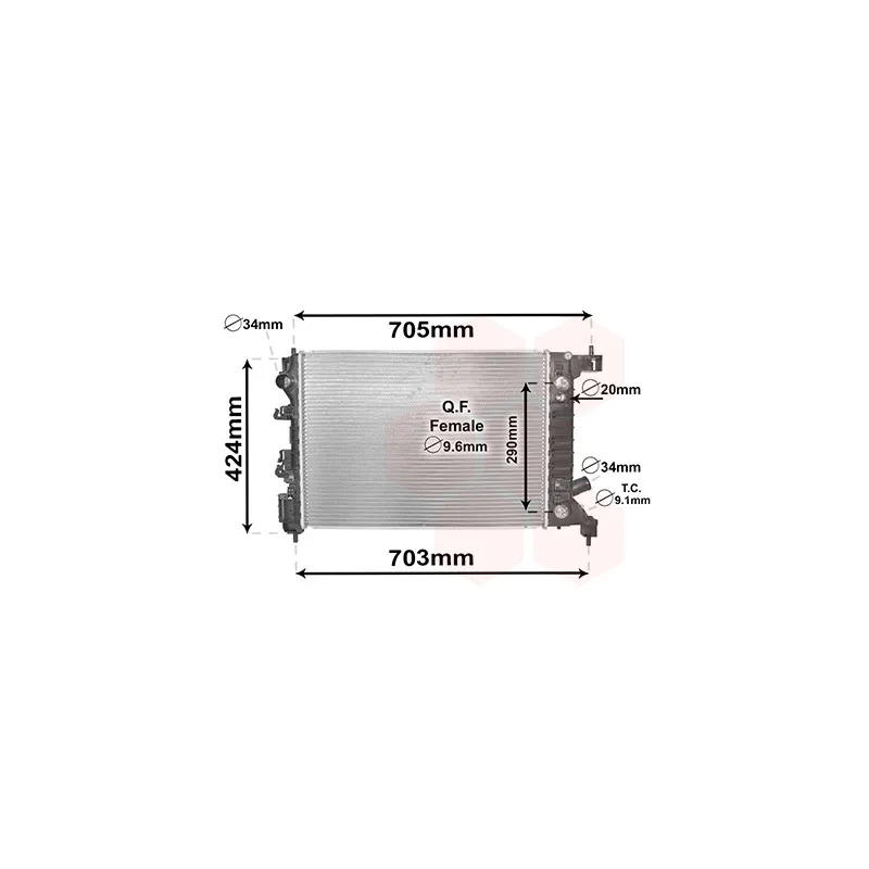 Radiateur, refroidissement du moteur VAN WEZEL 08002043