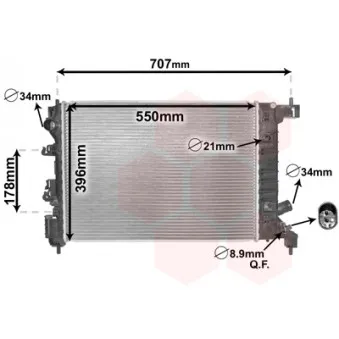 Radiateur, refroidissement du moteur VAN WEZEL 08002047