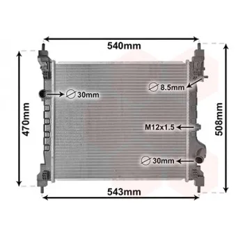 Radiateur, refroidissement du moteur VAN WEZEL 08012702