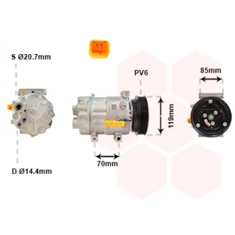 Compresseur, climatisation VAN WEZEL 0900K253