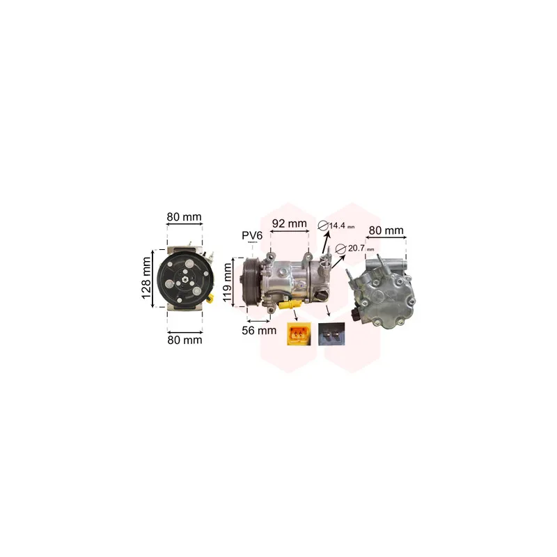 Compresseur, climatisation VAN WEZEL 0900K255