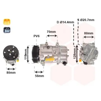 Compresseur, climatisation VAN WEZEL 0900K256