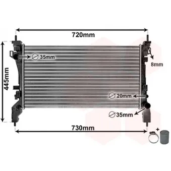 Radiateur, refroidissement du moteur VAN WEZEL 17002385