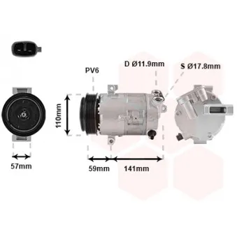 Compresseur, climatisation VAN WEZEL 1700K333