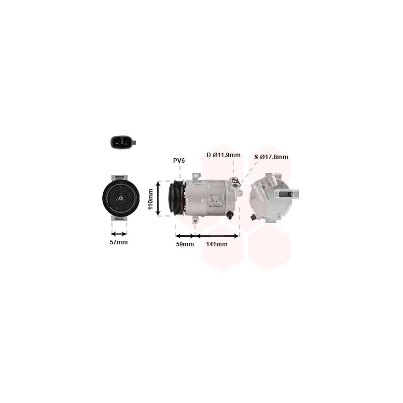 Compresseur, climatisation VAN WEZEL 1700K333