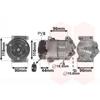 Compresseur, climatisation VAN WEZEL 1700K407