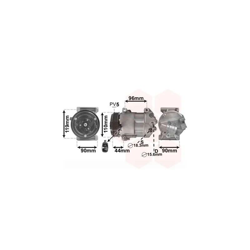 Compresseur, climatisation VAN WEZEL 1700K407