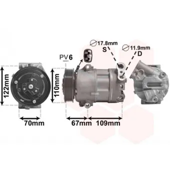 Compresseur, climatisation VAN WEZEL 1700K408