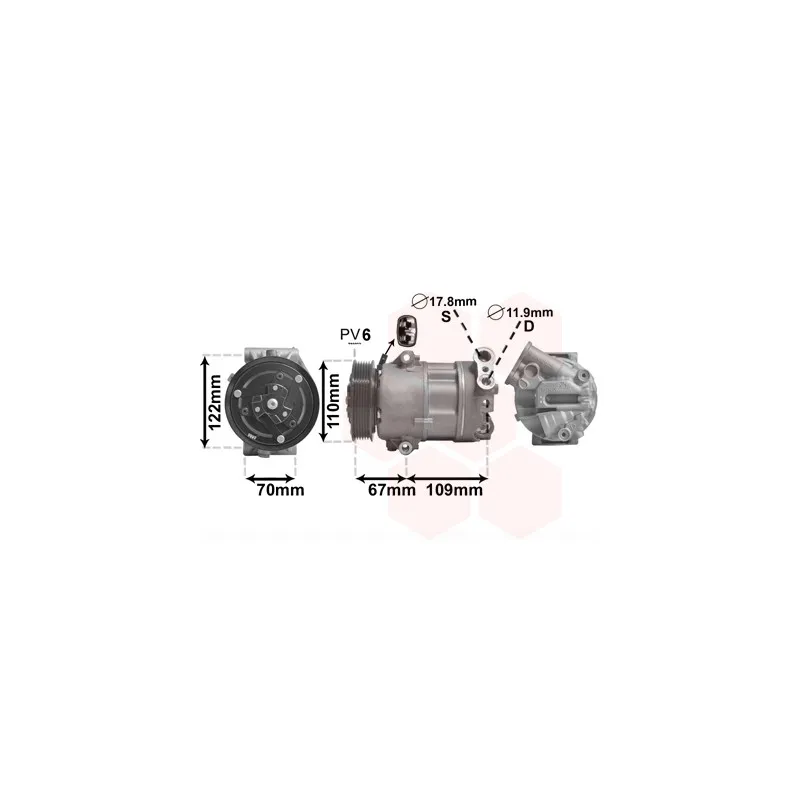 Compresseur, climatisation VAN WEZEL 1700K408