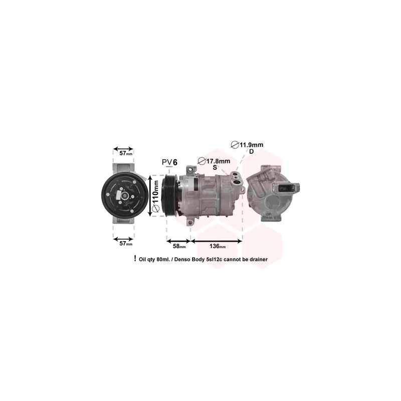 Compresseur, climatisation VAN WEZEL 1700K446