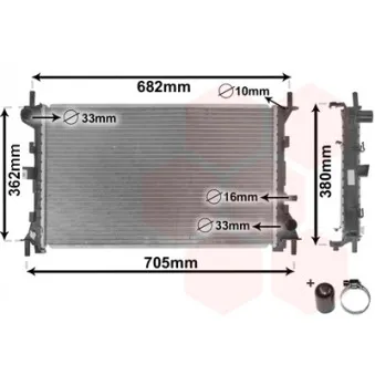 Radiateur, refroidissement du moteur VAN WEZEL 18002264