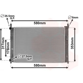 Radiateur, refroidissement du moteur VAN WEZEL 18002326